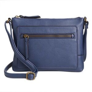 Style & Co Hudsonn East West Crossbody in blue and black